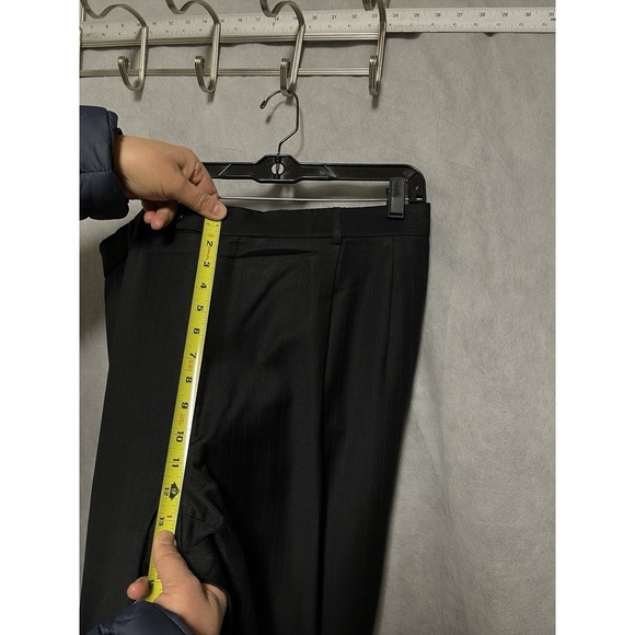 Jos A Bank Suit Men 46R Black‎ Brown Striped 2B Academia Wool 39X32 Pants Luxury - Picture 15 of 16